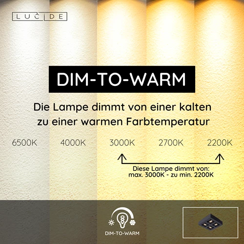 Lucide XIRAX - Deckenstrahler - LED Dim to warm - GU10 - 4x5W 2200K/3000K - Schwarz - USP